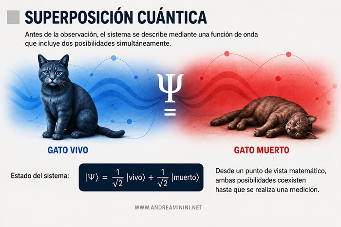 Superposici&oacute;n cu&aacute;ntica de los estados del gato