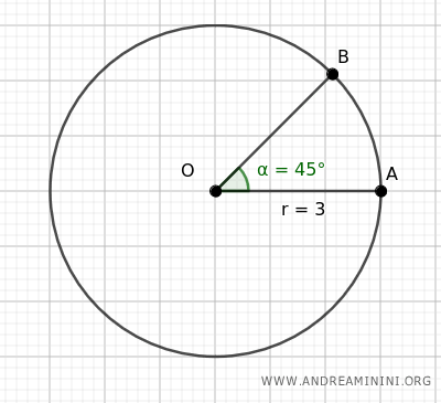 central angle of 45°