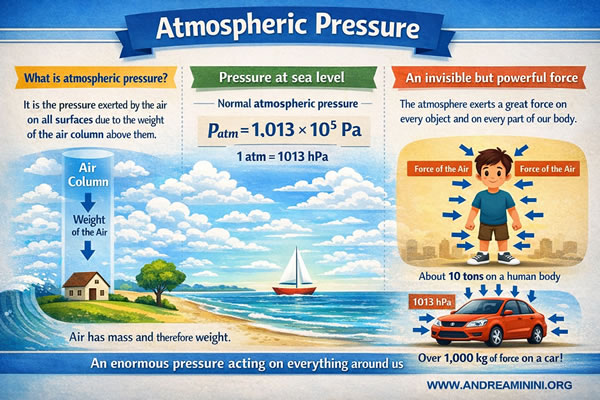 Pression atmosph&eacute;rique exerc&eacute;e par le poids de l'air ambiant