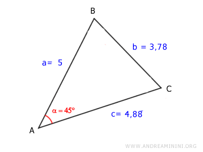 longitud del lado BC