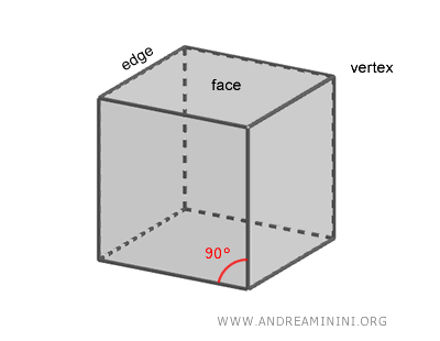 the cube has 6 faces, 8 vertices, 12 edges