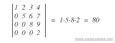 cálculo del determinante de una matriz triangular