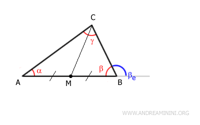 El punto medio M y la mediana AM