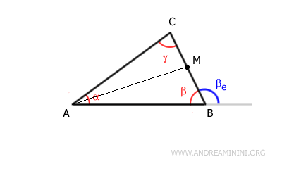 El punto medio M del lado BC