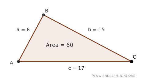 el área del triángulo es A=60