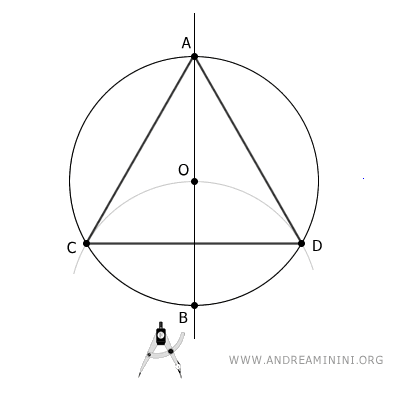 un triángulo equilátero inscrito