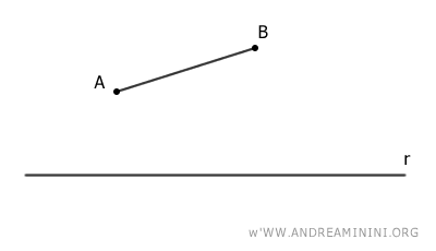 ejemplo de un segmento y una recta