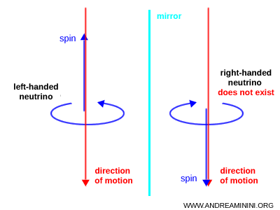 Ejemplo de un neutrino zurdo y la violación de la paridad