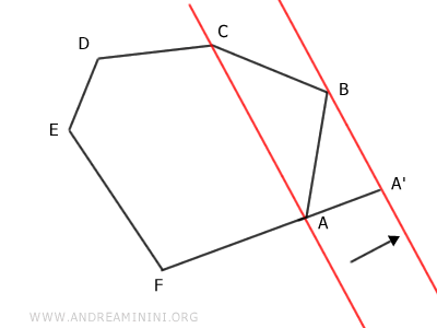 prolongar uno de los lados adyacentes a A o C