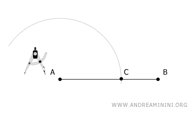traza un arco con centro en A y cualquier radio
