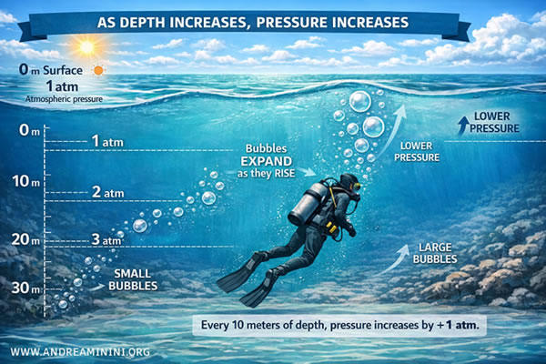 burbujas que aumentan de tama&ntilde;o al subir hacia la superficie