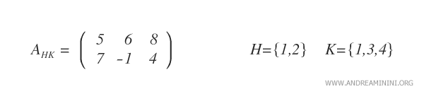 Demostración de cómo construir una submatriz a partir de columnas no consecutivas