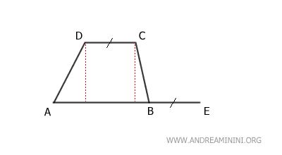 prolongando la base mayor con la base menor