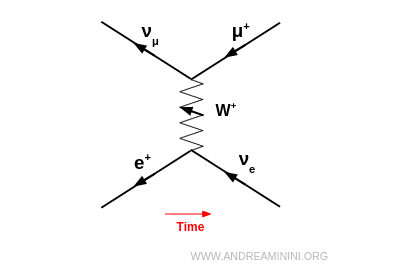 Feynman diagram: weak interaction between antileptons
